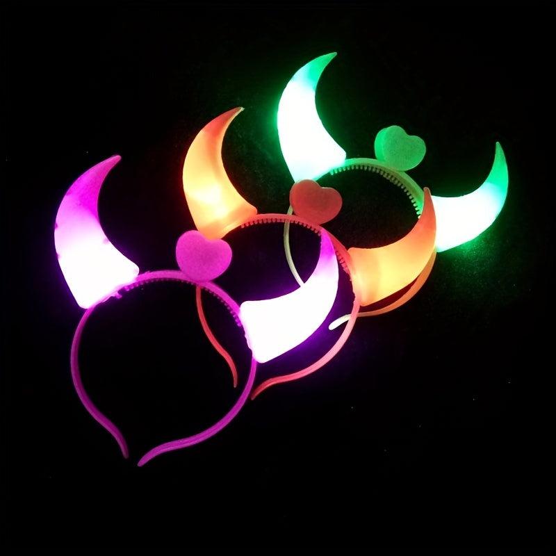 LED Devil Horns Headband Glowing Head Hoop for Halloween Cosplay