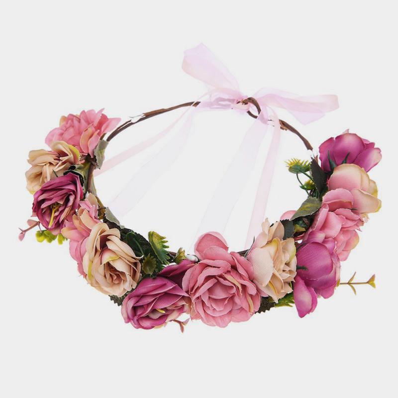 Flower Headband Wreath Floral Hair Band Wedding Festivals Seaside