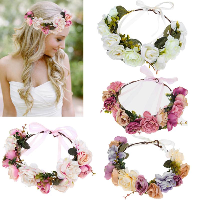 Flower Headband Wreath Floral Hair Band Wedding Festivals Seaside