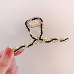 3pcs Faux Pearl Twisted Hair Claw Ponytail Holder Women Girls