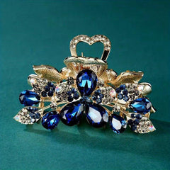 Vintage Rhinestone Flower Hair Claw Clip Sparkly Hair Claw for Women