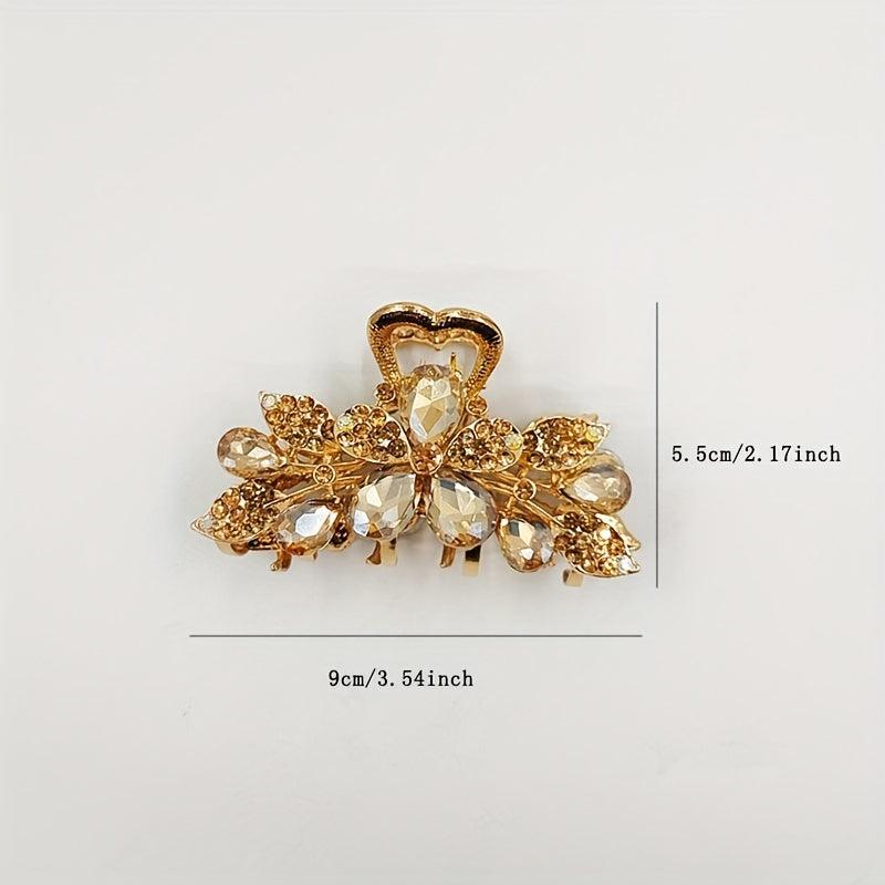 Vintage Rhinestone Flower Hair Claw Clip Sparkly Hair Claw for Women