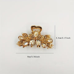 Vintage Rhinestone Flower Hair Claw Clip Sparkly Hair Claw for Women