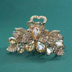 Vintage Rhinestone Flower Hair Claw Clip Sparkly Hair Claw for Women