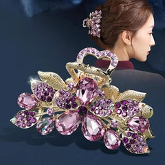 Vintage Rhinestone Flower Hair Claw Clip Sparkly Hair Claw for Women