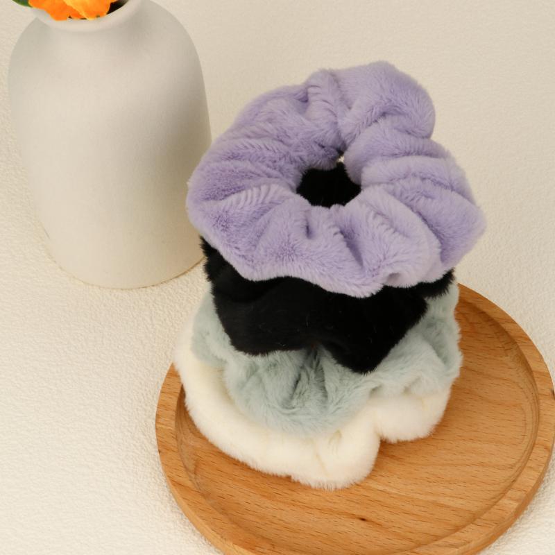 4pcs Solid Color Hair Ties Soft Velvet Scrunchies