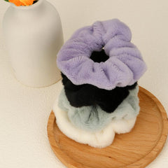 4pcs Solid Color Hair Ties Soft Velvet Scrunchies