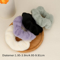 4pcs Solid Color Hair Ties Soft Velvet Scrunchies