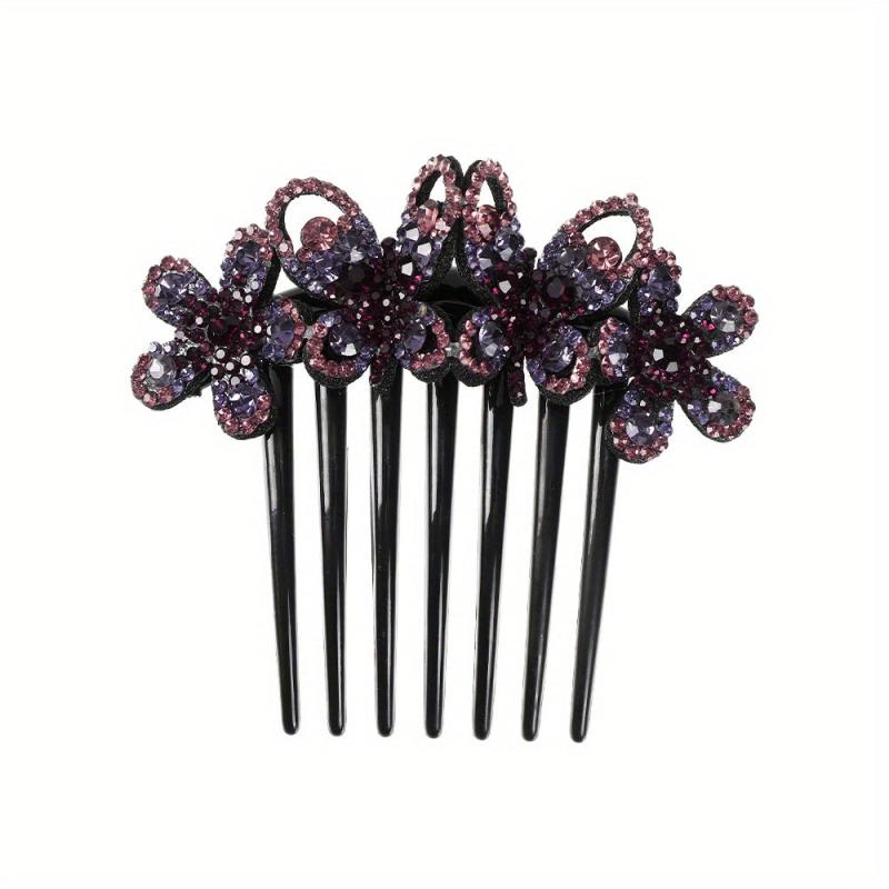Flower & Rhinestone Hair Comb Hair Pin Hair Styling Accessory