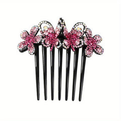 Flower & Rhinestone Hair Comb Hair Pin Hair Styling Accessory