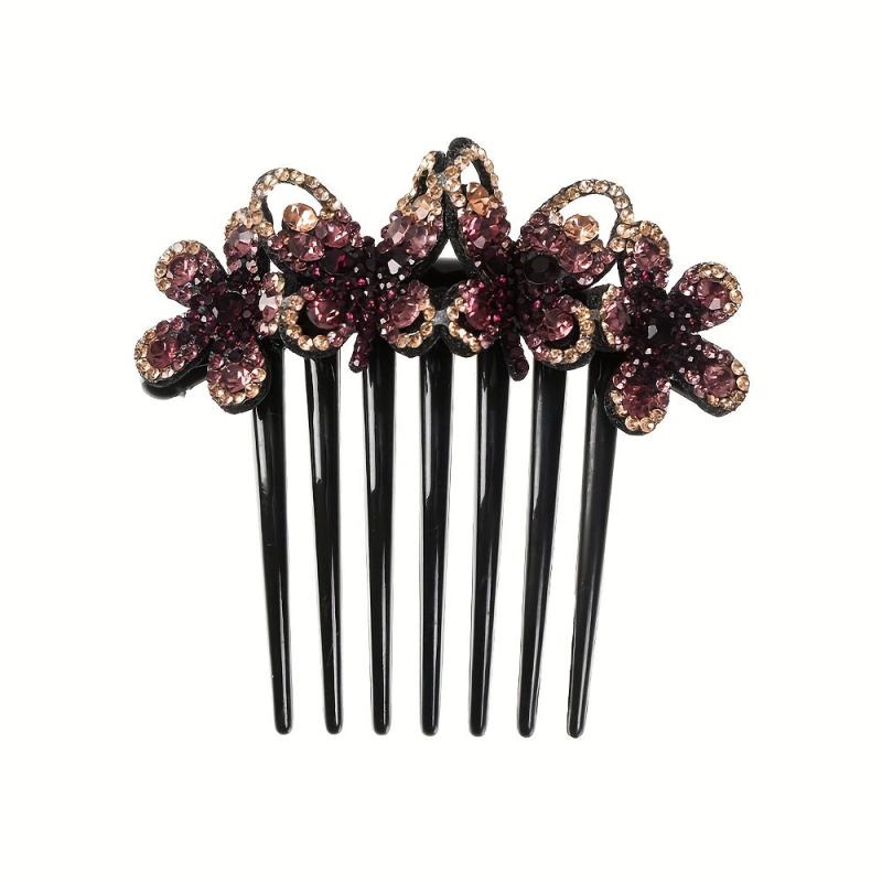 Flower & Rhinestone Hair Comb Hair Pin Hair Styling Accessory