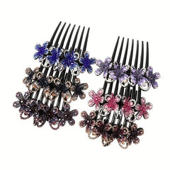 Flower & Rhinestone Hair Comb Hair Pin Hair Styling Accessory