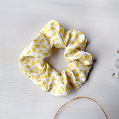 5pcs Leaf Pattern Chiffon Scrunchies Hair Tie Ponytail Holder for Women Girls