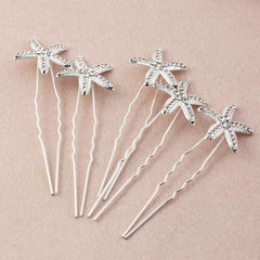 Starfish Bride Hair U pin Rhinestone Alloy Hairpin 5pcs Set