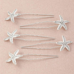 Starfish Bride Hair U pin Rhinestone Alloy Hairpin 5pcs Set