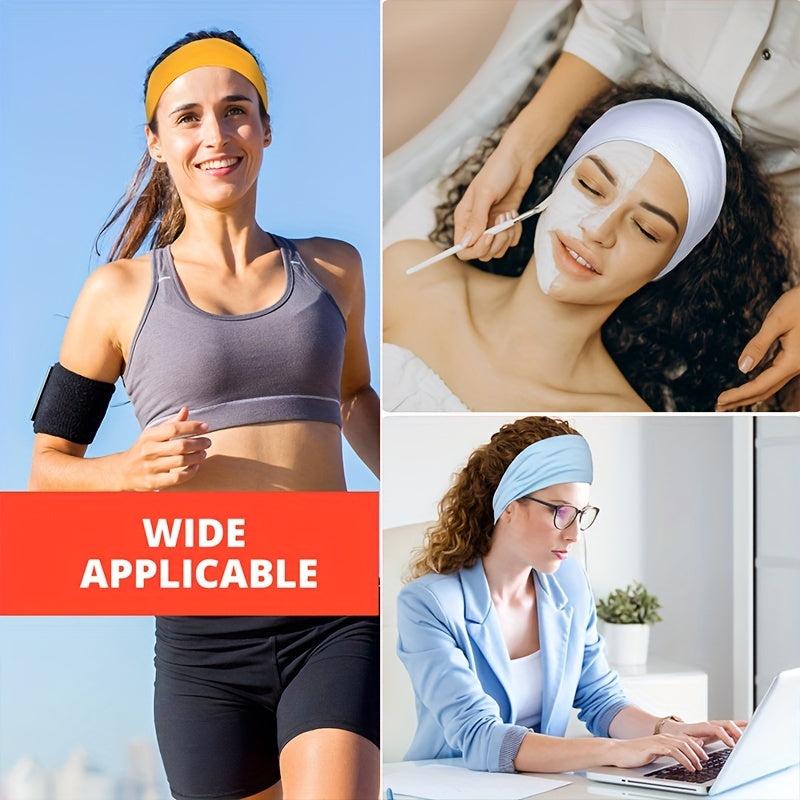 Multicolor Wide Headbands Women Elastic Thick Sweatband Non Slip
