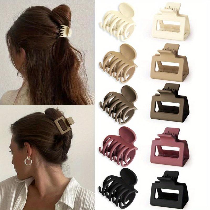 10pcs Small Frosted Hair Claw Clip Solid Nonslip Ponytail Holder Women Girls
