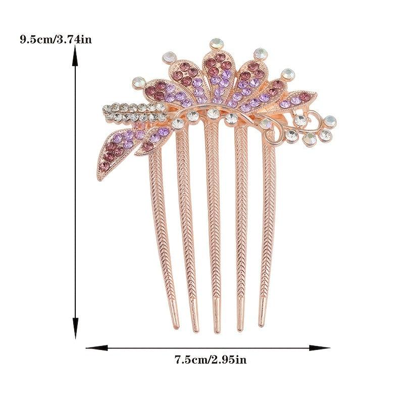 Flower Rhinestones Hair Combs Accessories for Mother's Birthday