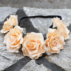 Hawaiian Stretchy Rose Flower Headband Elastic Head Hoop Floral Crown