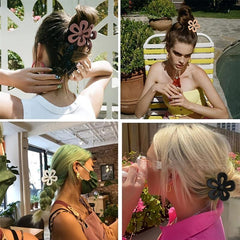 6pcs Flower Hair Claw Frosted Shark Claw Ponytail Holder Hair Clip Jaw Claw