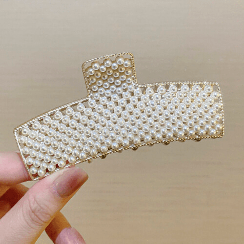 Rhinestone Pearl Metal Hair Claw Head Jewelry Hair Accessories For Thick Hair