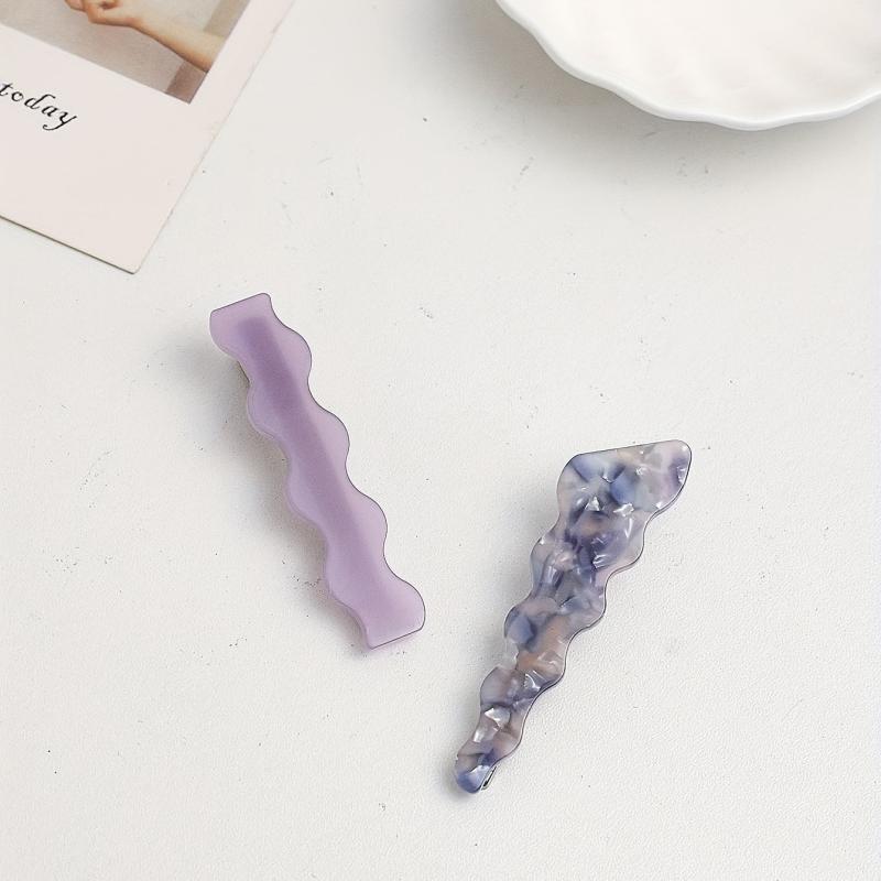 2pcs Wavy Hair Clip Resin Duck Billed Clip for Side Hair Bang Braids