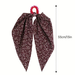 6pcs Long Streamer Hairband Flower Crackle Pastoral Hair Rope for Women