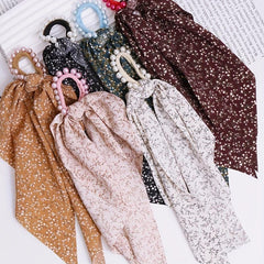 6pcs Long Streamer Hairband Flower Crackle Pastoral Hair Rope for Women