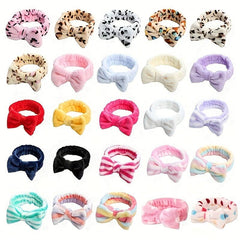 3 Pcs Coral Fleece Headband Bow Hair Band Spa Make Up Hair Accessories