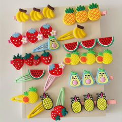 15pcs Cartoon Fruit Hair Clip Set for Women