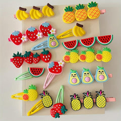 15pcs Cartoon Fruit Hair Clip Set for Women