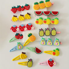 15pcs Cartoon Fruit Hair Clip Set for Women