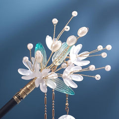 Chinese Antique Style Tassel Hairpin Beaded Flower Hair Pin