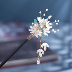Chinese Antique Style Tassel Hairpin Beaded Flower Hair Pin