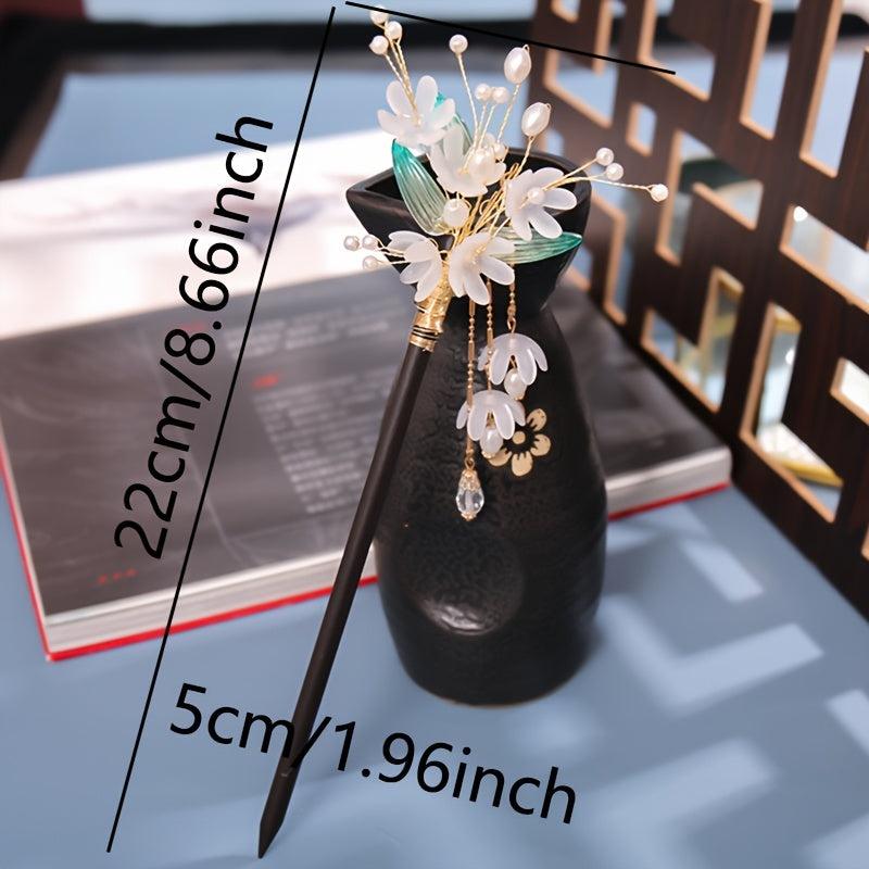 Chinese Antique Style Tassel Hairpin Beaded Flower Hair Pin