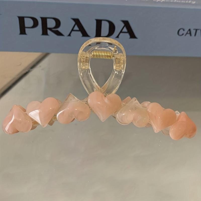 Sweet Jelly Hair Claw Heart Shaped Resin Hair Claw Nonslip Shark Claw Hair Clip