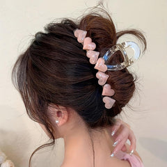 Sweet Jelly Hair Claw Heart Shaped Resin Hair Claw Nonslip Shark Claw Hair Clip