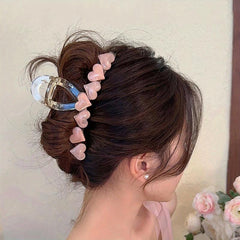 Sweet Jelly Hair Claw Heart Shaped Resin Hair Claw Nonslip Shark Claw Hair Clip