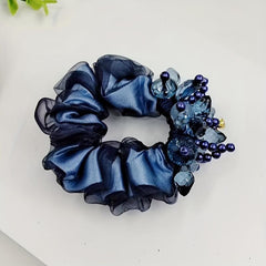 Crystal Beaded Scrunchies Organza Hair Tie Hair Accessories
