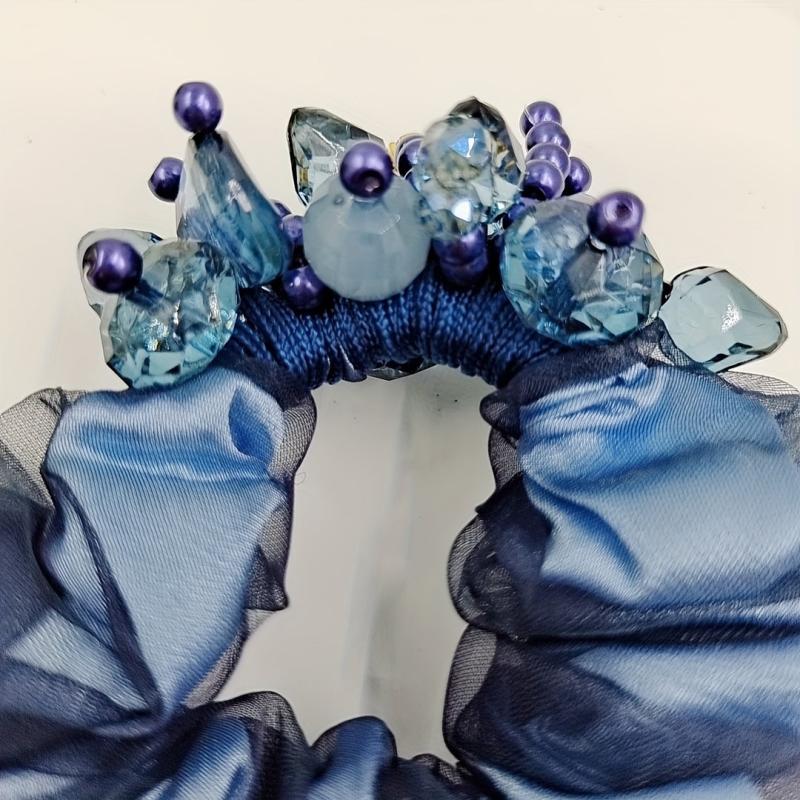 Crystal Beaded Scrunchies Organza Hair Tie Hair Accessories