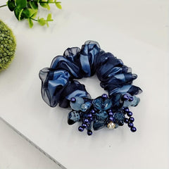Crystal Beaded Scrunchies Organza Hair Tie Hair Accessories