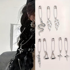 Gothic Style Hair Pin Snake Skull Shape Silvery Pin Halloween Hair Accessories