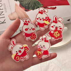 Rabbit Hair Clip Lucky Bunny Barrette Red Hair Accessory