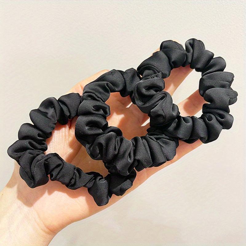 Vintage Wide Satin Scrunchie Hair Tie Head Rope High Ponytail Leather Band