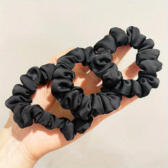 Vintage Wide Satin Scrunchie Hair Tie Head Rope High Ponytail Leather Band