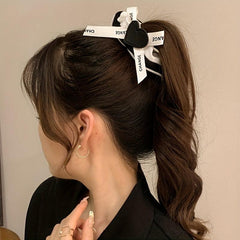 2Pcs Small Seamless Hair Scrunchies Set Heart Decor Ponytail Bands Gift