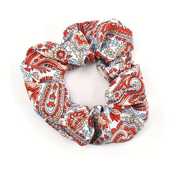 Boho Style Large Scrunchie Hair Tie Waist Fruit Flower Print Headwear