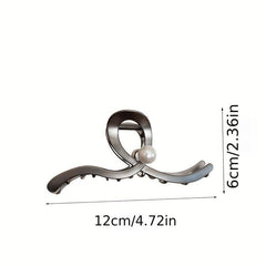Wave Faux Pearl Hair Claw Metal Accessory