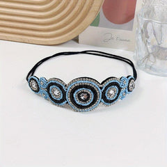 Vintage Bridal Headwear Beaded Hair Band Crystal Rhinestone Head Jewelry
