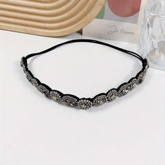 Vintage Bridal Headwear Beaded Hair Band Crystal Rhinestone Head Jewelry